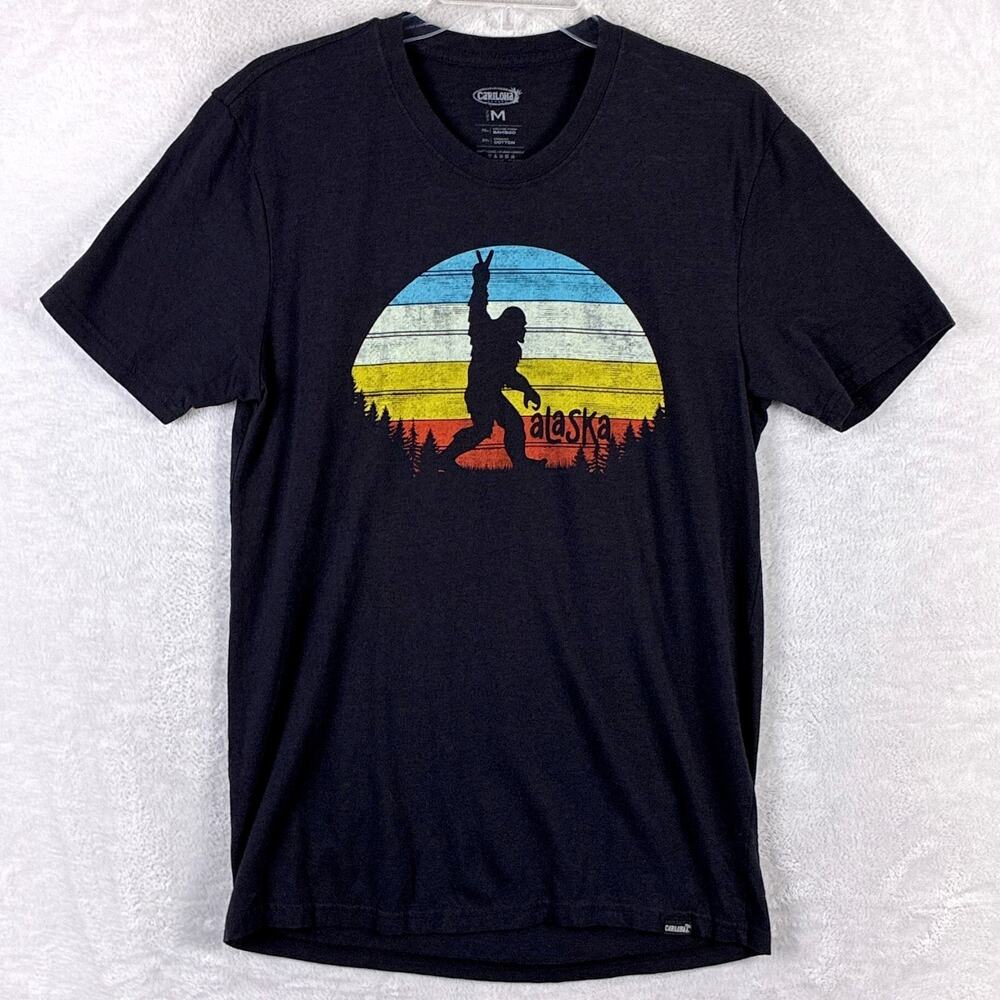 Cariloha Alaska Sasquatch Tshirt Mens M Black Bamboo Hippie Outdoors Nature
